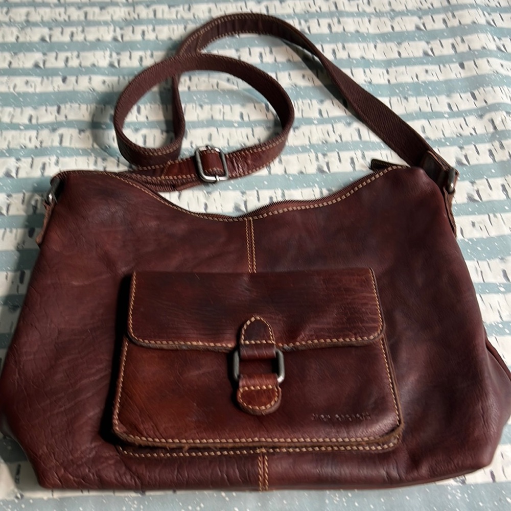 Jack Georges Voyager brown buffalo leather crossbody messenger vntg hobo bag